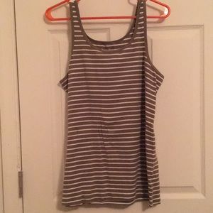 Green/White striped cotton tank top